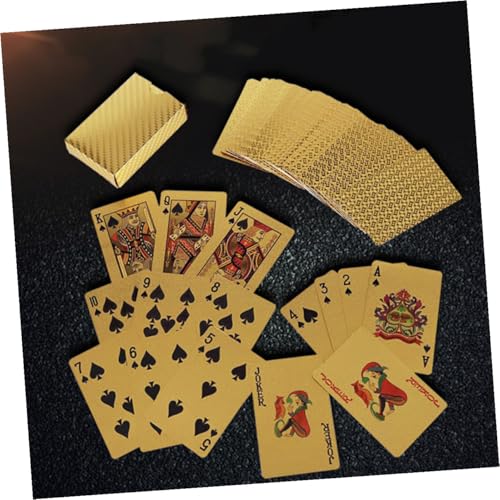 Mikinona wasserdichte Goldfolie Spielkarten Glänzende Pokerkarten Robustes Unterhaltungsspiel für Zuhause Bar Büro Farbiges Kartenspiel mit Auffälligem Design – Bild 6