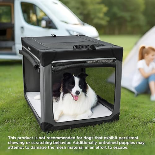Lesure Shown on TODAY Show Soft Collapsible Dog Crate - 26 Inch Portable Travel Crate for Small Dogs Indoor & Outdoor, 4-Door Foldable Pet Kennel with Mesh Windows, Green - Thumbnail 6