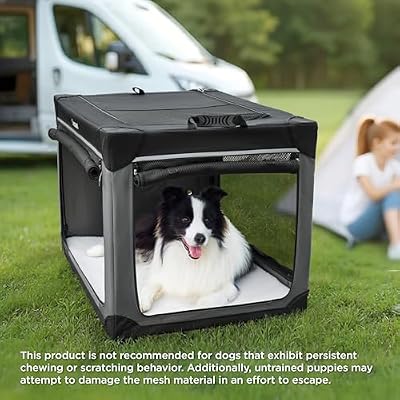 Lesure Shown on TODAY Show Soft Collapsible Dog Crate - 26 Inch Portable Travel Crate for Small Dogs Indoor & Outdoor, 4-Door Foldable Pet Kennel with Mesh Windows, Black