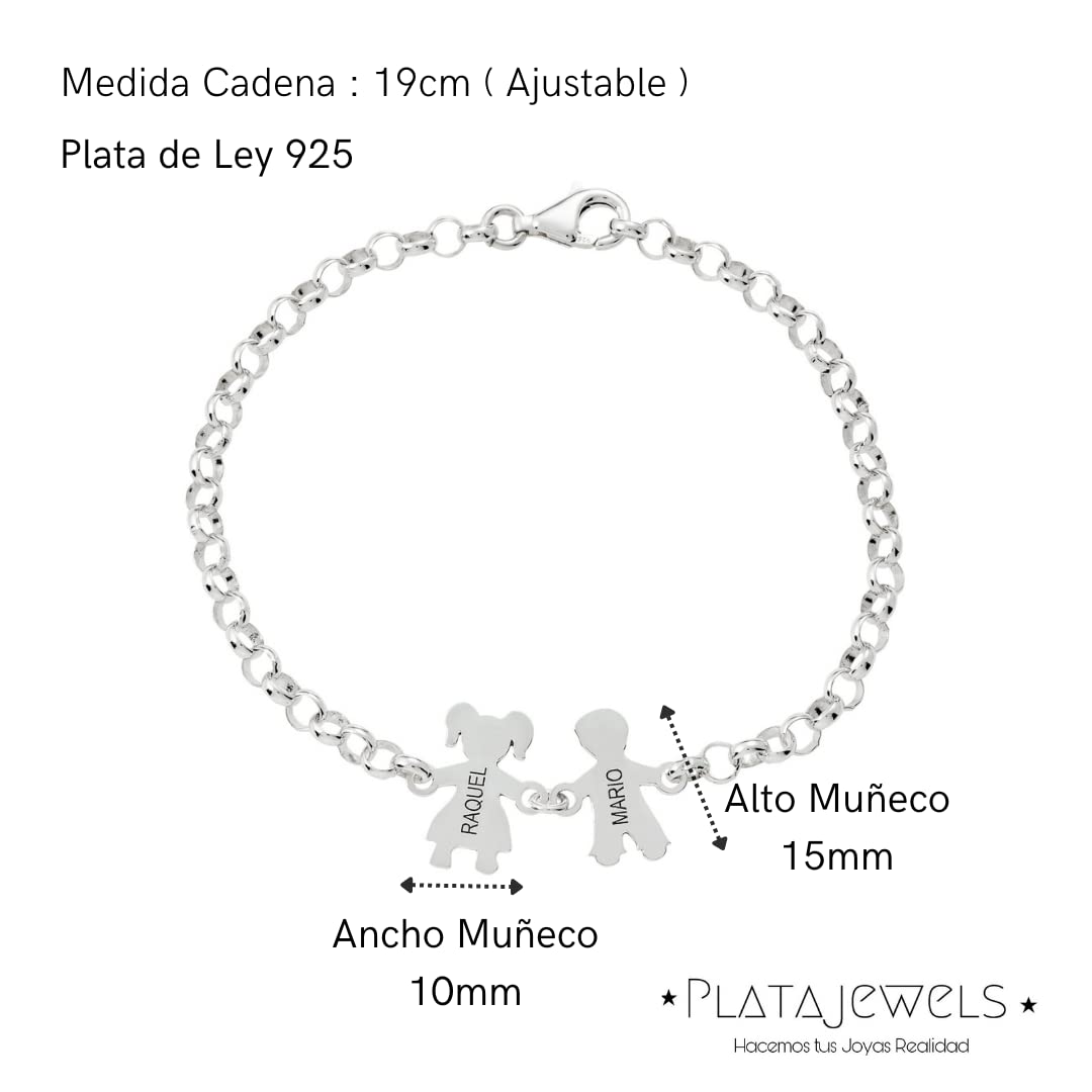 Pulsera Personalizada Mama Niños de Plata de Ley 925.Pulsera Ideal como Regalo para Madre o Abuela.Pulsera con Nombre personalizado de Hijos y Nietos.Graba de1 a 7 Nombres.Ajustable