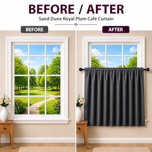 Image of Valance Blackout Rod Pocket Pattern Curtain Pack of 1 Piece, Kitchen Curtain | 3 Feet - Grey