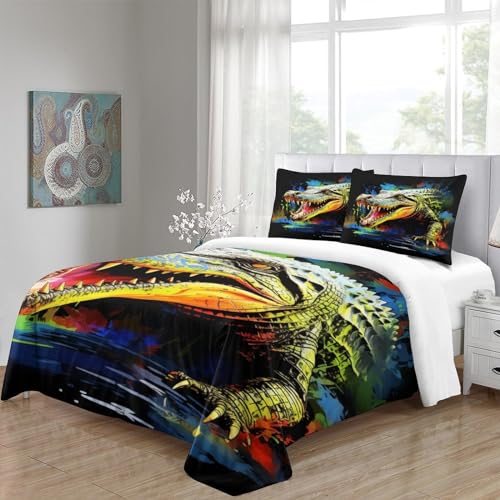 Housse de couette crocodile 260x220cm anti-pli en microfibre douce - 5