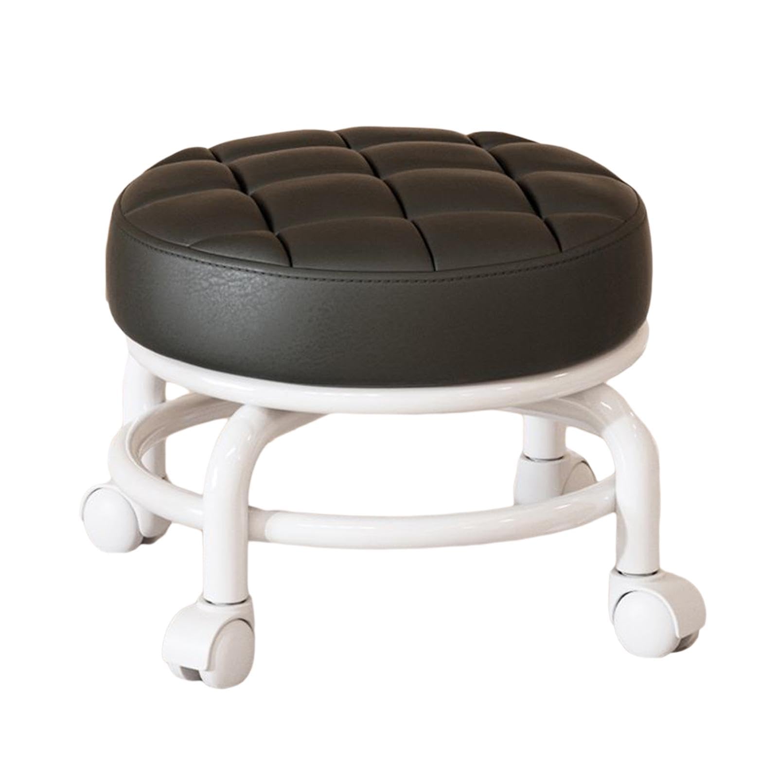 Rockible Taburete Bajo con Asiento y Ruedas, Taburete para Tareas Domésticas, Ruedas Giratorias Universales, Negro, Individual