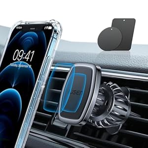 LISEN – Soporte magnético para teléfono de automóvil [Fácil de instalar] Soporte para teléfono de automóvil [6 imanes fuertes] Soporte para teléfono celular compatible con funda de automóvil, iPhone y automóvil, compatible con todos los teléfonos inteligentes y tabletas