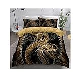 3D Bedding Set Chinese Dragon Print Duvet Cover Set Bedclothes with Pillowcase Home Textiles for Children Twin Queen Quilt Cover (US Queen)