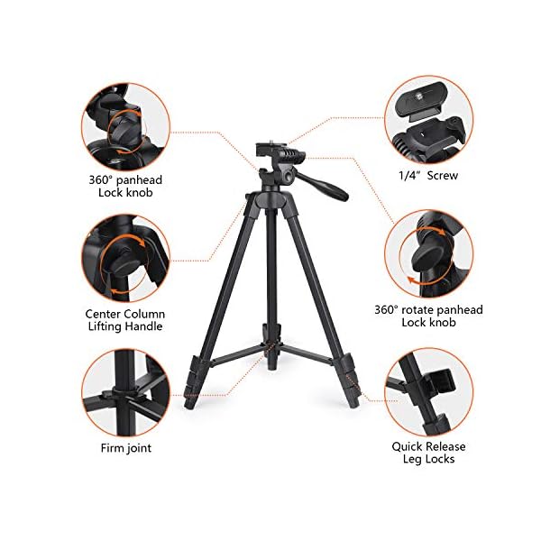 PHOPIK Handystativ mit 360 Panorama und 1/4 Zoll Befestigungsschraube für spiegellose/Gopro/DSLR-Kameras… – Bild 8