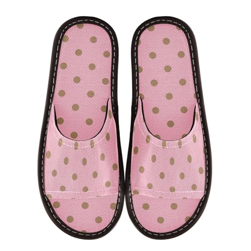 Polka Dots Bright Pink Mid Century Modern Breathable Cozy Home Beach Non Slip Sandals Bathroom3