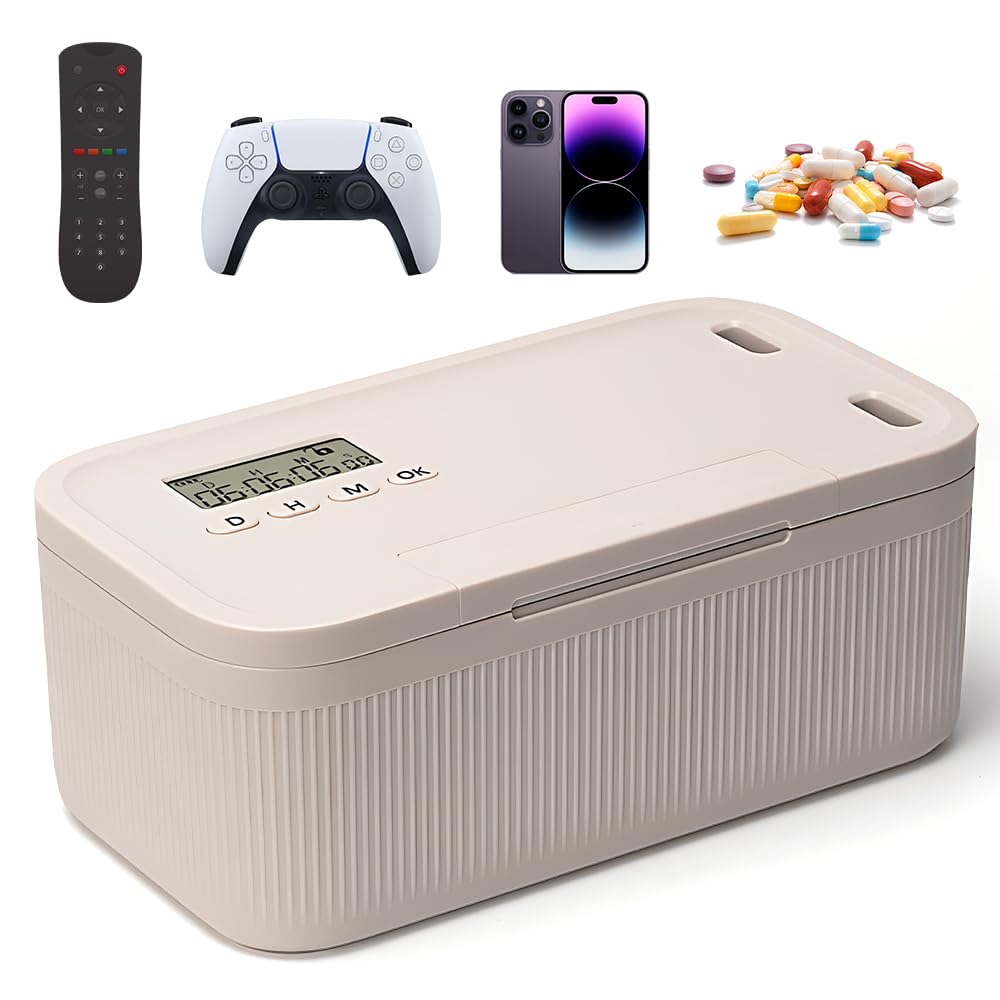 Caja Bloqueo Movil, ADDLIVE Caja Temporizador Movil, Carcel para Moviles para Teléfonos, Snacks, Medicinas y Control de Hábitos, 24 * 13 * 9,6 cm