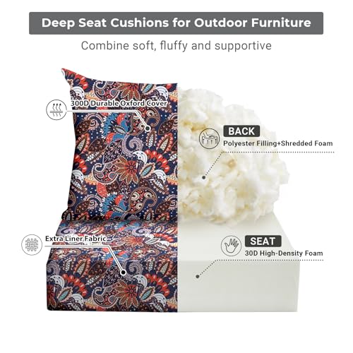 Image of IPYNBAP Outdoor Cushions for Patio Furniture,Outdoor Seat Cushion Set 24 x 24 x 4 Inch,Waterproof & Fade Resistant Outdoor Chair Cushions,Deep Patio Chair Cushion with Removable Cover,Artistic Floral