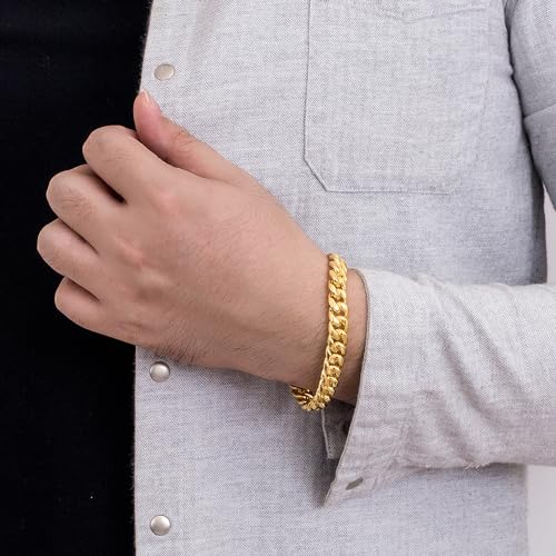 Pulsera de plata 925 para hombre diseño cubano 8 mm oro miniatura 2