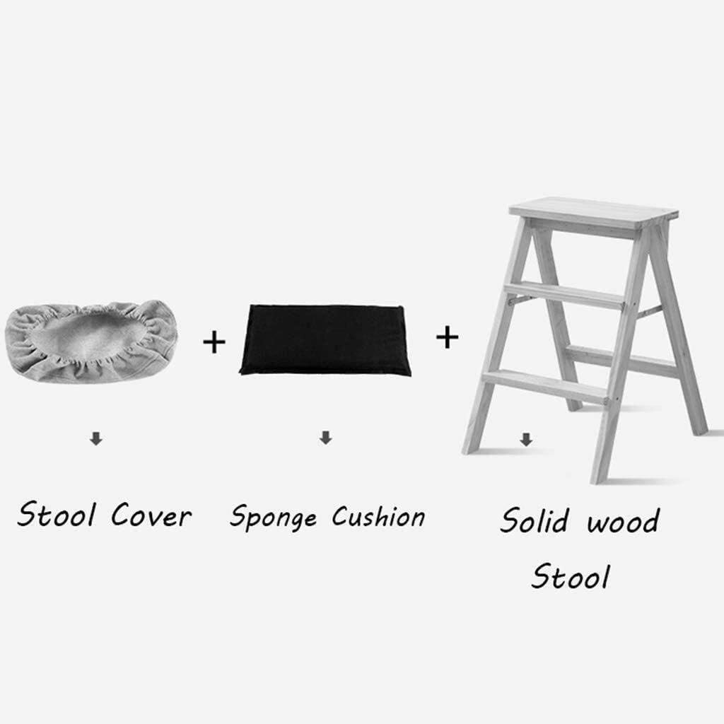 Simple Household Folding Stool Solid Wood Portable Chair Kitchen Creative Folding Stool(D)