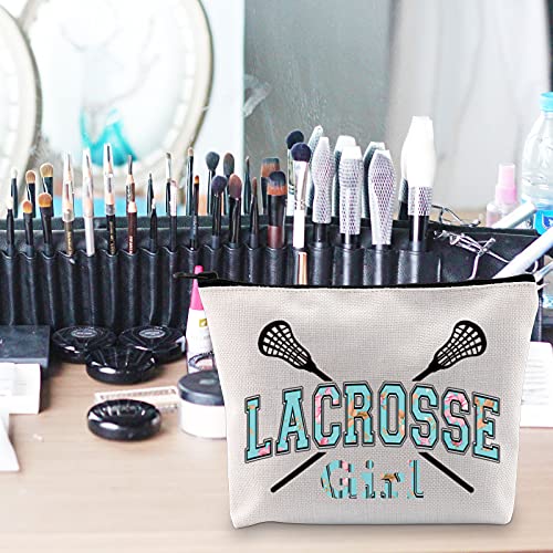 Pofull Girls Lacrosse Player Gift For Lacrosse Players Coach Cosmetics Bag Lacrosse Player Goalie Coach Team Gifts Lax Gift (Lacrosse Girl Bag) #TOP2