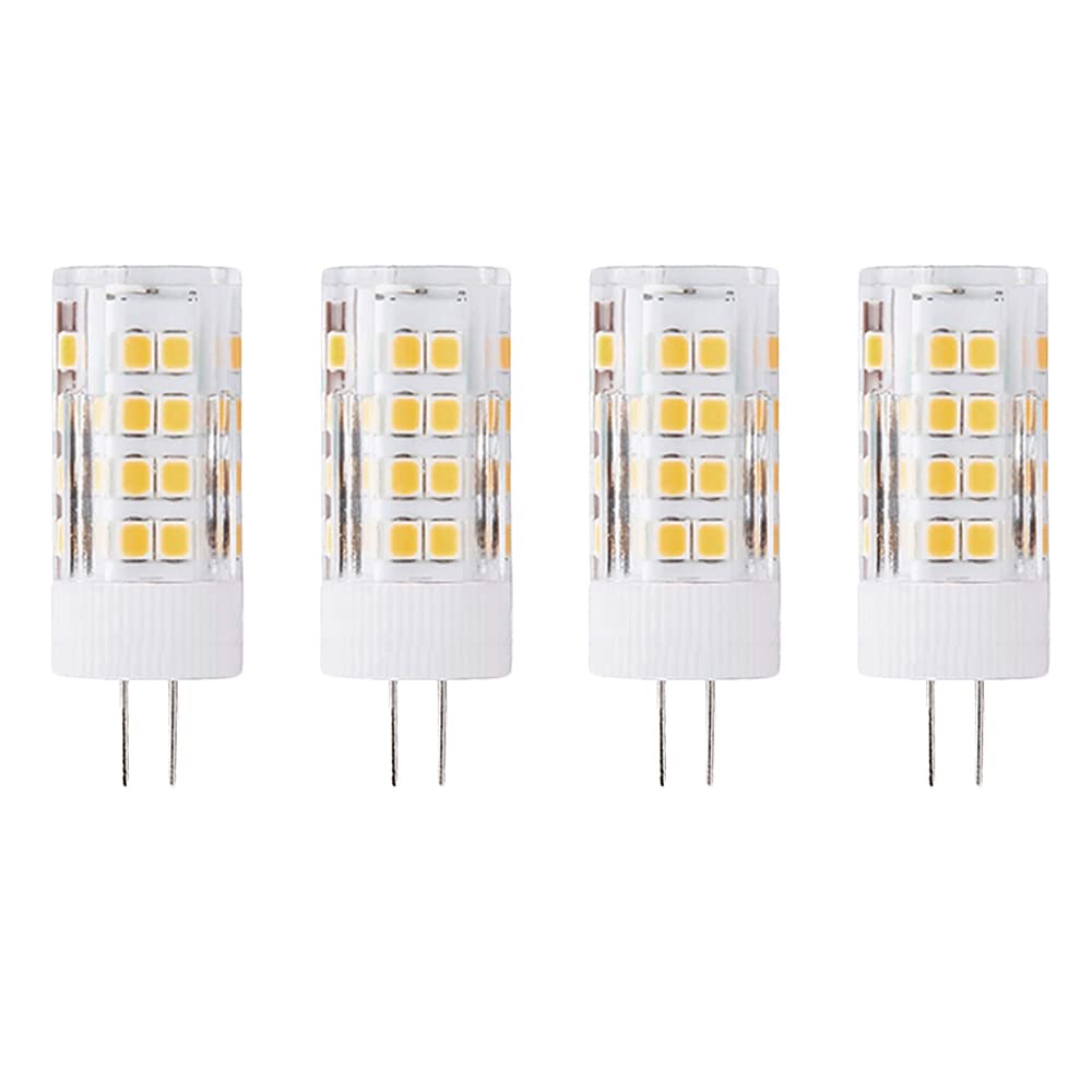 BOUBUI G4 5W LED Light Bulb, Equivalent to 50 Watt Incandescent, 51 LEDs, 500 Lumen, 360 Degree Beam Angle, AC 220-240V, Not-Dimmable, 4-Pack, 3000K Warm Light, No Flicker