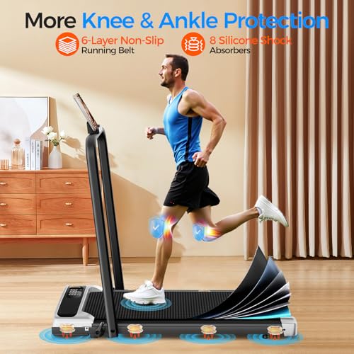 AoraPulse Portable Foldable Treadmills for Home, Small Folding Treadmill for Home Office with 300 LBS Capacity, Walking Running Exercise Electric Compact Treadmill with LED Display