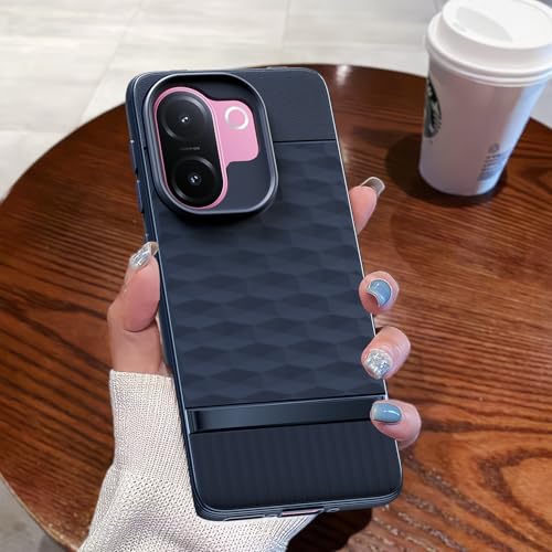 Image of Pikkme Back Cover for Vivo V60e 5G Camera Protection 3D Hexa Cube Design Silicone Protective Bumper Case (Blue)