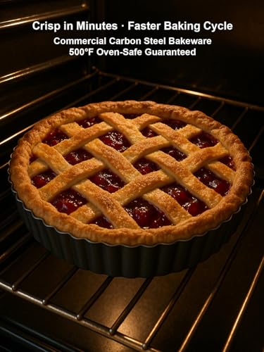 Image of 9.5*2.2 Inch Deep Tart Pan w / Pie Cake Server. Removable Bottom, Non-Stick Coating, Rugged Carbon Steel for Tart Quiche Baking. Gift for Women Wife Christmas Thanksgiving Party Festival Family