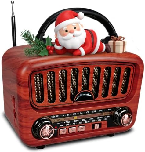 Radio Portatil Pequeña, Am/FM/SW Transistores Radio Pequeños 5W Altavoz Grande y Bluetooth 5.0, Altavoz Vintage Bluetooth Soporta Función USB/TF/AUX (Rojo)