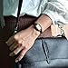 ANNEFIT Women's Leather Watch Band 15mm, Lizard Grain Slim Thin Replacement Strap (Black)