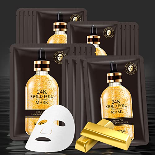 Face Masks Skincare Sheet Hydrating Face Mask, 24k Gold Moisturizing Face Mask Sheet Masks Facial Mask Sheet Face Masks Anti-aging Face Masks Skincare Sheet, Face Mask Pack Facial Mask Sheet 10 Sheets