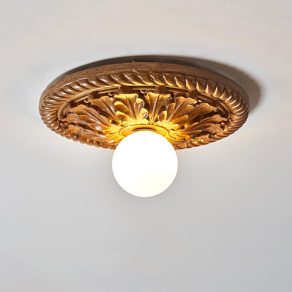 HXYSXHJUO French Style Ceiling Light Vintage Resin Flush Mount Lamp Round Small Chandelier, Antique Hallway Lighting Fixture G9 Close to Lights for Entryway Corridor