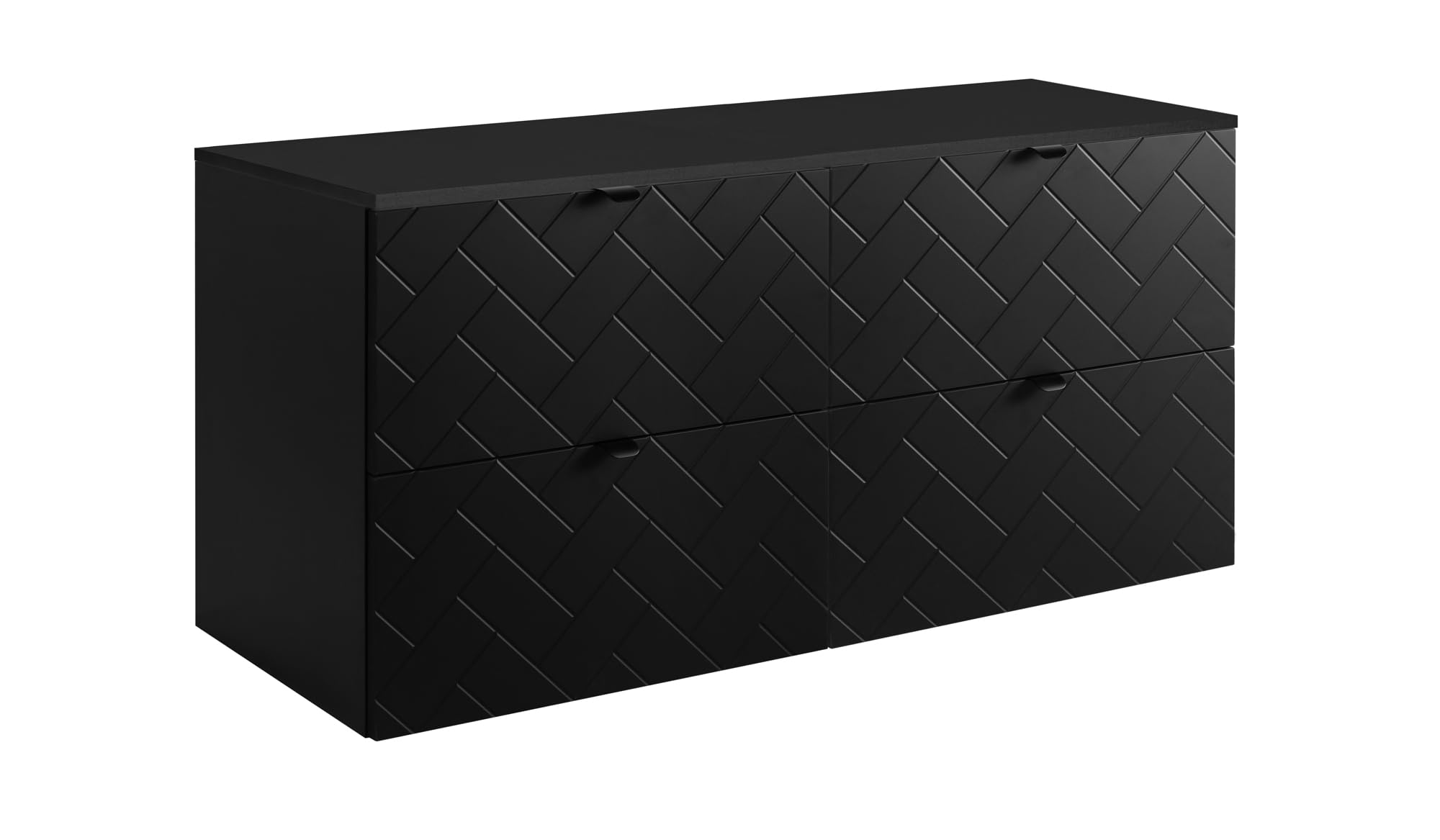 3xE living Mobile Bagno Sottolavabo Sospeso 120 cm, con Piano, Nero con Maniglia Nera, 120 x 46 x 57 cm