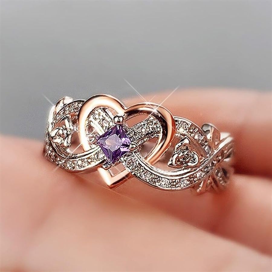 1pc Elegant Women's Ring with Purple Zirconia - Anniversary, Engagement & Wedding Gift for Her