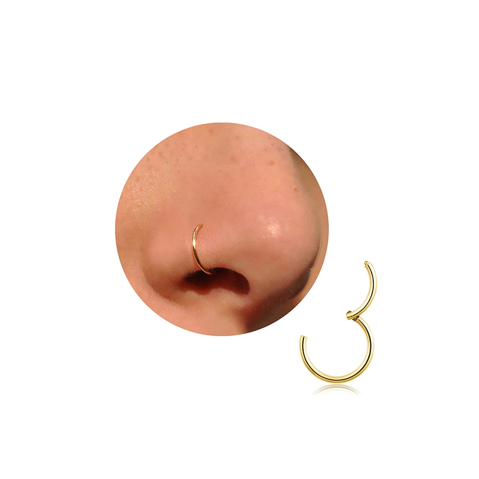 Neusring goud zilver, dunne titanium oorbellen dames heren neusring 18G