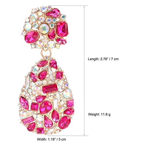 Rhinestone Teardrop Dangle Earrings with Round Studs Statement Drop Earrings Wedding Jewelry4