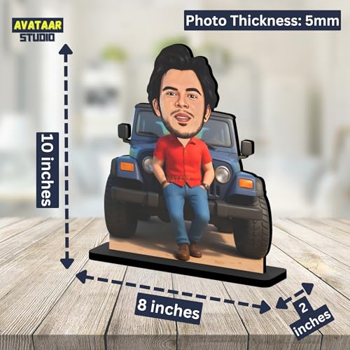 Image of Personalized Gift for Wife, Husband, Girlfriend, Boyfriend, Friends Character Caricature Photo Frame Unique Design Customized Gift for Friends & Family (Thar-Boy, 10 Inches)