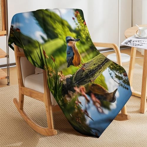 Couverture motif oiseau impression 3D douceur polaire flannel lit - 8