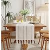 Cenebonxy Rustic Boho Table Runner, Linen Table Runner, Farmhouse Table Runners 72 Inches Long for Dining Table Decor, 13x72 Inches, Ivory