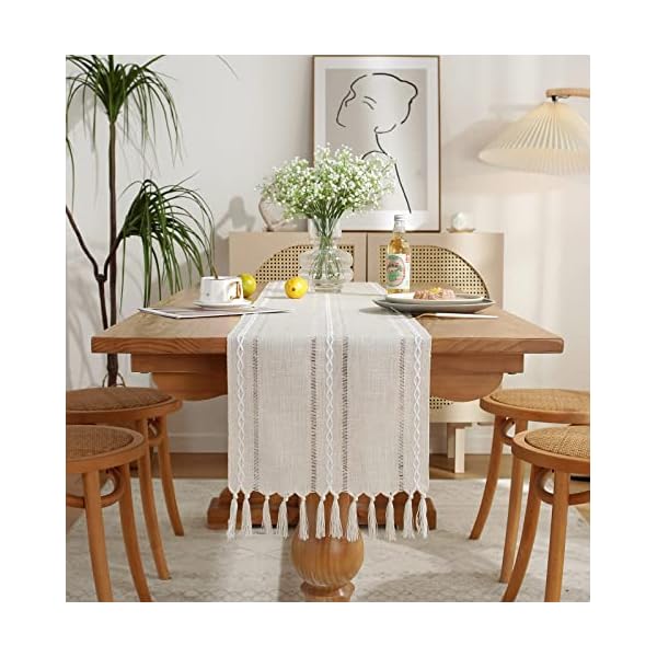 Cenebonxy Rustic Boho Table Runner, Linen Table Runner, Farmhouse Table Runners 72 Inches Long for Dining Table Decor, 13x72 Inches, Ivory Cenebonxy Rustic Boho Table Runner, Linen Table Runner, Farmhouse Table Runners 72 Inches Long for Dining Table Decor, 13x72 Inches, Ivory