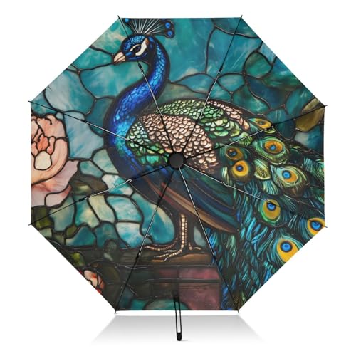 Parapluie compact motif vitrail avec monture robuste et toile anti-UV premium