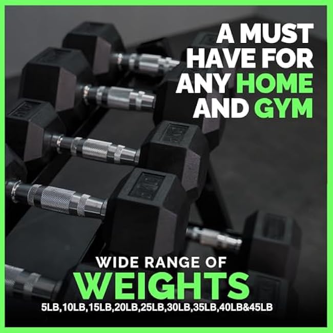 350-550 lbs Rubber Hex Dumbbells with Rack Free Weight for Home Gym, Durable Rubber Dumbbell with Storage,Coated Cast Iron Weight Strength Training Dumb bell Exercise Fitness Equipment