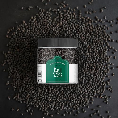 Image of Jivo Raw Basil Seeds for weight loss - 200gm | Sabja Seed, Takmuria Seeds 200g (Jar Pack) | High Fibre And Omega 3
