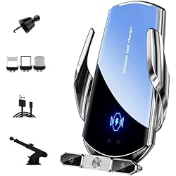 Soporte Para Celular Con Cargador Inalambrico Soporte de teléfono inalámbrico para cargador de coche, carga rápida de 15 W, soporte de teléfono celular, soporte de ventilación de aire inteligente, carga inalámbrica, carga de cabeza magnética,