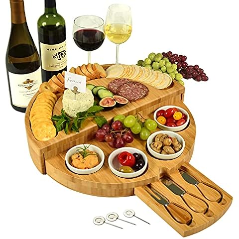Picnic at Ascot Deluxe Bamboo Cheese/Charcuterie Board with Accessories & Cheese Markers - Innovative Patented Design - Quality Assured in The USA Cover