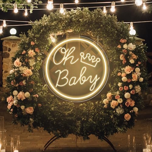 Image of Oh Baby Neon Sign for Wall Decor,Neon Oh Baby Sign Dimmable USB Powered, Oh Baby Light Up Sign for Baby Shower Decorations, Birthday Party, Wedding Decor, Warm White