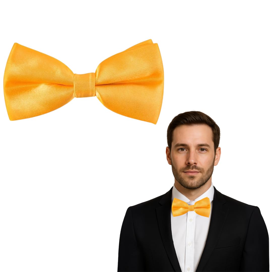 The Tie Company Men's Golden Yellow The Tie Co™ Adjustable Clip On Bow Ties, Clip On Pre-Tied Bow Tie For Wedding Party (Golden Yellow)