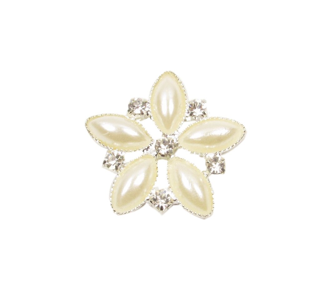 Syntego 10 x Diamante and Pearl Flower Crystal Embellishment Pearl & Sparkly Rhinestones Weddings