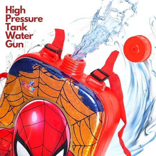 Image of GRAPHENE Red Holi Pichkari Water Gun for Kids 2.9 L Back Holding Water Tank Pichkari with100 Balloon High Pressure Backpack Spray Water Pistol Gun for Boy Girl