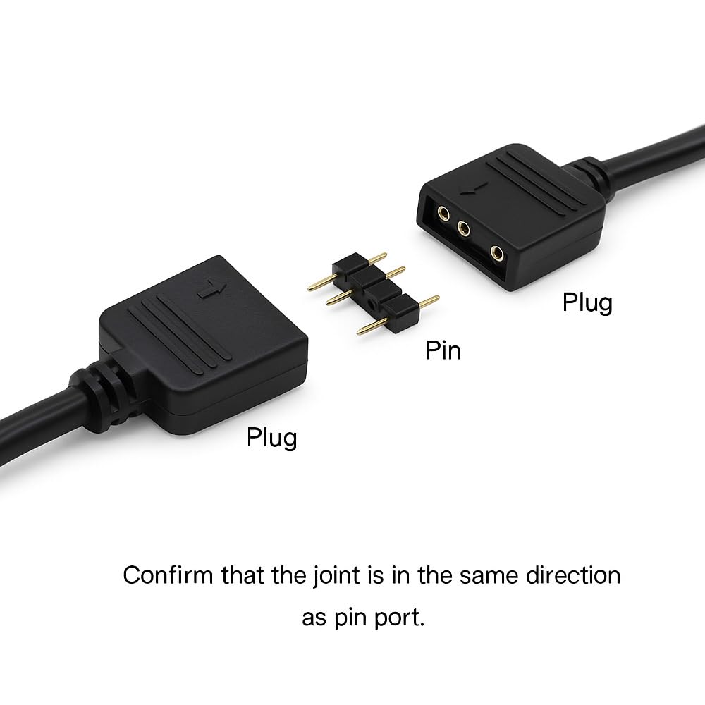 Gebildet Cable ARGB de 30cm, 5V, 3 Pines, Direccionable, Divisor RGB, Cable de Sincronización LED ARGB para Extender Ventiladores ARGB de PC o Series LED