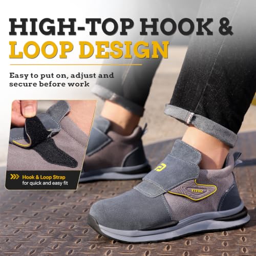 Image of GLANOUDUN Steel Toe Boots for Men, Welding Work Boots with Puncture-Resistant Midsole, High Top Hook and Loop Safety Footwear for Welding Workshop Construction Warehouse Factory