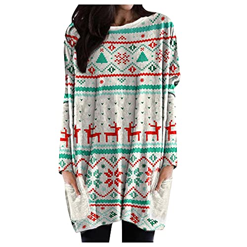 Jsarle Hoodie Dress for Women Christmas Long Sleeve Dress with Pocket Oversized Fall Winter Plus Size Lounge Wear Clothing