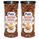 Utz Peanut Butter Pretzel Bites, 24 oz Canister (2 Count) – Crunchy Pretzel Nuggets with Creamy Peanut Butter Center, Quick Snacks with No Cholesterol, No Trans Fats, Brown