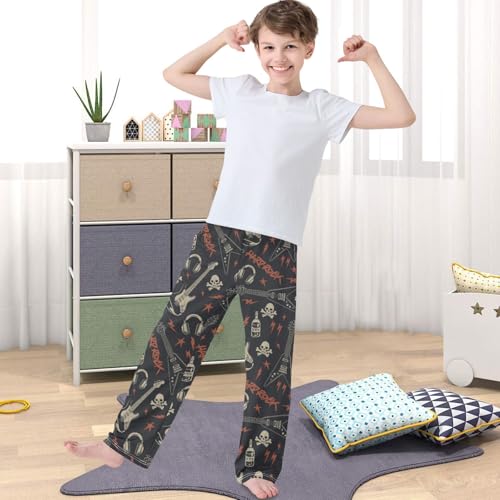Boy's Pants Guitar Punk Music Jogger Pants Elastic Waist Long Bottoms Trousers with Pockets 6-14 Years4