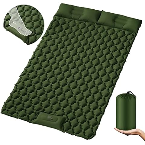 STURME Isomatte Camping für 2 Personen, Selbstaufblasend Isomatte Outdoor mit Fußpumpe, Aufblasbare Luftmatratze Ultraleicht Matratze mit Kopfkissen Cover