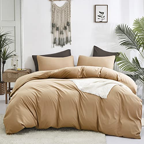 Cottonight Champagne Comforter Set Queen Khaki Bedding Comforter Set Full Solid Taupe Blanket Quilts Cotton Soft Breathable Beige Sand Color Champagne Modern Comforter Set For Women Men Queen Bed #TOP15