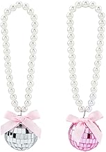 DICOSMETIC 2 Pcs Car Mirror Accessories 2 Colors 17.5cm Disco Ball Hanging Car Mirrors Glass Ball Charm with Bead Chain Car Decoration for