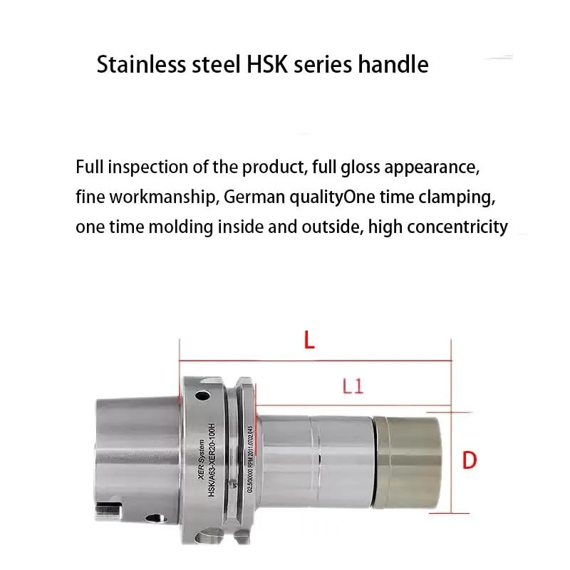 Stainless Steel HSK Series Handle 32/40/50E/63A/CNC | ER Handle Strong Drilling Chuck Side Fixed Probe(HSK63A-ER32-160L)